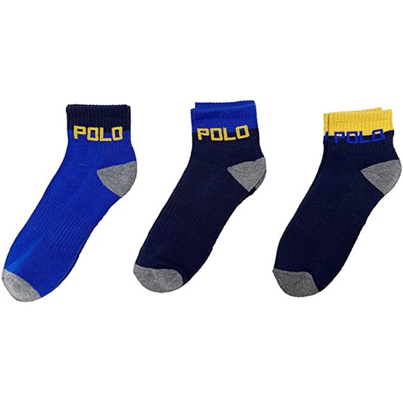 Polo Ralph Lauren Other - Polo Ralph Lauren Classic Sport Ankle Sock 3-Pack Pair Yellow Navy Royal Blue